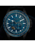 Shein - 5Bar Gmt Automatic Mechanical Wristwatch World Map Man 3D Relief Big Dial Auto Date Stainless Stee Clock Sapphire Luminous Watch - Blue