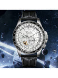 Shein- 5Bar GMT Automatic Mechanical Wristwatch World Map Man 3D Relief Big Dial - White