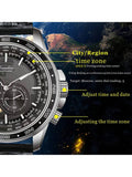Shein - 5Bar Gmt Automatic Mechanical Wristwatch World Map Man 3D Relief Big Dial Auto Date Stainless Stee Clock Sapphire Luminous Watch - Black