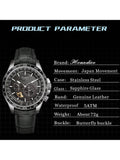 Shein - 5Bar Gmt Automatic Mechanical Wristwatch World Map Man 3D Relief Big Dial Auto Date Stainless Stee Clock Sapphire Luminous Watch - Black