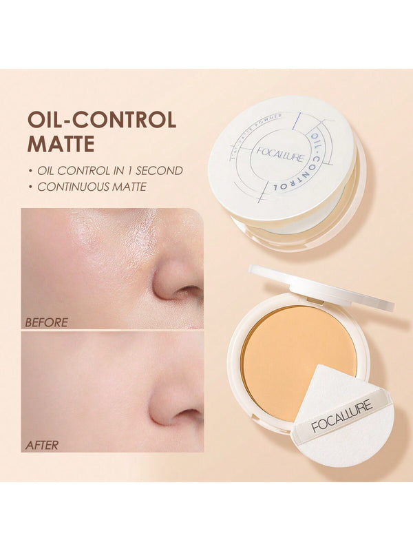 Shein - Focallure Oil-Control Stay-Matte Pressed Powder,  Long-Lasting Waterproof Sweatproof Face Compact Powder , Light-Weight Anti-Transfer No Caking