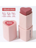 Shein - Heci Beauty Heart-Shaped Blush Stick 3-In-1 Cream Blush Lovely Beautiful Color Pink Natural Rose Gloss Makeup Blush Long-Lasting Lip, Eye And Cheek Blush 1Pc Love Holiday Gifts For Mother, Friends, Women And Girls Y2K