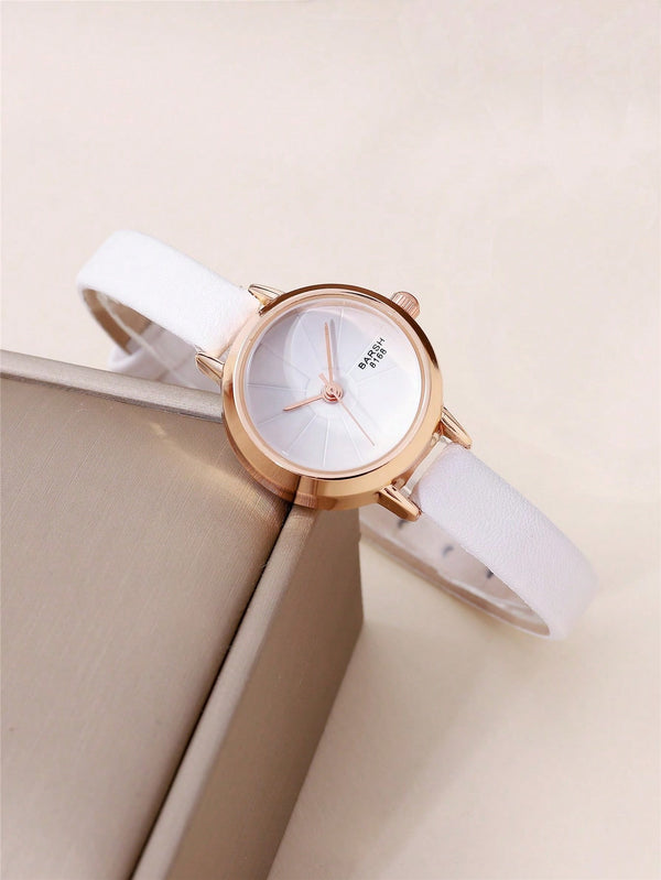 Shein - Minimalist Style Small Pu Leather Strap Watch For Women Students