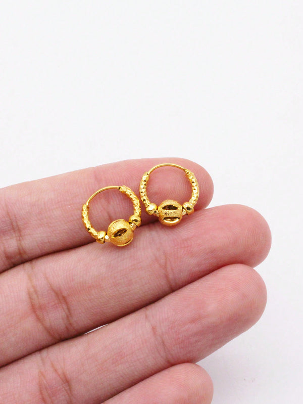 Shein - Earrings Gold Plated Small Round Earings Fashion Jewelry For Woman Gifts Hoops Pircing Gold Earrings Piercings Accesories