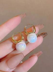 Shein - 1pair French Elegant & Chic Mermaid Princess Style Faux Pearl Daily Wear Earrings For Women