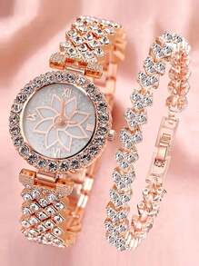 Shein - Fashionable Women's Luxury Watch Bracelet With Full Rhinestones