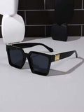 Shein - 1pc Fashionable Oversized Retro Square Sunglasses With Texture For Women