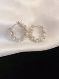 Shein - 1 Pair Of Simple, Light Luxurious And High-End Vintage Hollow Circle Faux Pearl Earrings