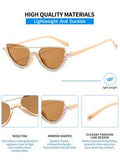 Shein - 1pc Women's Cat Eye Shaped Sunglasses With Rhinestone Decor, Korean Style Frame,