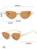 Shein - 1pc Women's Cat Eye Shaped Sunglasses With Rhinestone Decor, Korean Style Frame,