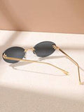 Shein - 1pc Women's Frameless Sunglasses With Metallic Decor Fashion Style