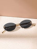 Shein - 1pc Women's Frameless Sunglasses With Metallic Decor Fashion Style