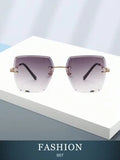 Shein - Elegant 1pc Women's Polygon Gradient Color Rimless Sunglasses