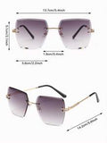 Shein - Elegant 1pc Women's Polygon Gradient Color Rimless Sunglasses