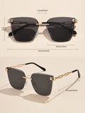 Shein - 1pc Women Decorative Metal Square Frameless Sunglasses