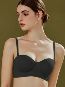 Shein - Small Breasts Push Up & Anti-sag & Side Gathering & Strapless Seamless Bra