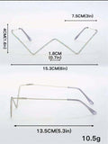 Shein - 1pc Metallic W Shaped Rhinestone DecoratedFashion Eyeglass Frame