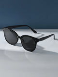 Shein - 1pc Retro Square Frame Sunglasses For Men And Women Plastic Fashion Classic Decorative
