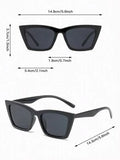 Shein - 1pc Women's Fashionable Square Shaped Black Glossy Sunglasses