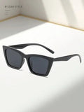 Shein - 1pc Women's Fashionable Square Shaped Black Glossy Sunglasses