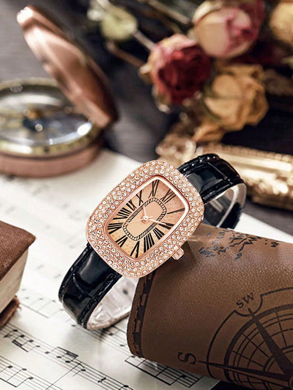 Shein - Rhinestone Decor Quartz Watch