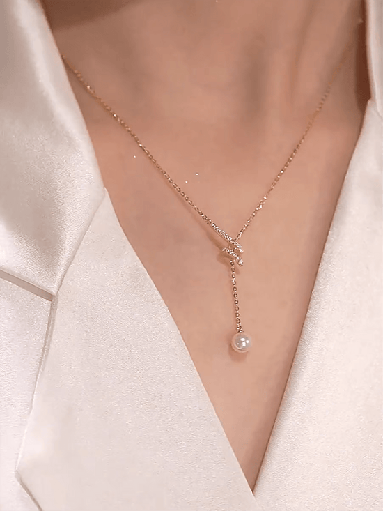 Shein Exclusive - 1 Pc Elegant Exquisite S925 Sterling Silver  Faux Pearl Pull Tassels Pendant Necklace 40 5cm For Women Girl Daily Wear Dating Gifts Wedding Engagement Bridal Jewelry