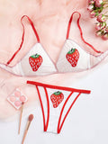Shein - Women's lingerie set embroidered with strawberries