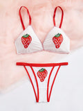 Shein - Women's lingerie set embroidered with strawberries