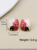Shein - Second-Hand Vintage Palace Style Cloisonne Colorful Flower Shaped Stud Earrings