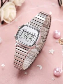 Shein - Stainless Steel Strap Electronic Watch