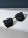 Shein - 1pc Ladies' Geometric Frame Metal Fashion Sunglasses