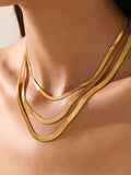 Shein Simple 18K Gold Plated Stainless Steel Snake Chain Necklace Suitable for Women's Daily Wear