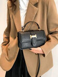 Shein - Women's Small Stone Pattern Textured Fashionable Crossbody Bag, Vintage Handbag, Spring/Summer Square Bag