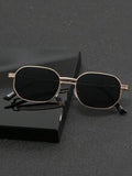 Shein - 1pc Ladies' Metal Geometric Pattern Screw Leg Retro Fashion Sunglasses