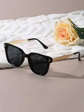 Shein - Unisex Vintage Square Frame & Thick Frame Plastic Sunglasses, Classic Design