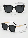 Shein - Unisex Vintage Square Frame & Thick Frame Plastic Sunglasses, Classic Design