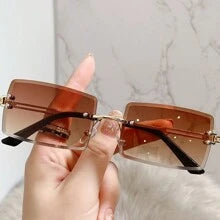 Shein - Rimless Luxury Brand Vintage Sun Glasses