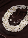 Shein - 3Pcs/Set Exquisite Light Luxury And Fashionable Bridal Imitation Pearl Hand-Woven Necklace And Earrings Set With Exaggerated Design That Matches Any Outfit