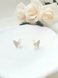 Shein Exclusive - 1pair Original Fashionable Cz & S925 Silver & Artificial Faux Pearl Half-Butterfly Decor Stud Earrings Suitable For Women's Daily Wear With Gift Box