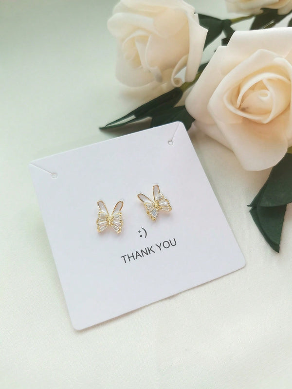 Shein - 1pair S925 Sterling Silver Rabbit & Bowknot Shaped Stud Earrings, Cute Bunny Ears Style, Sweet & Versatile Design, Suitable For Women's Daily Wear