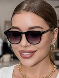 Shein - Vintage Square Traveler Frame Sunglasses, Unisex Plastic Fashion