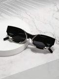 Shein - Glazzy 1pc Ladies' Retro Square Frame Uv400 Snake-Shaped Sunglasses