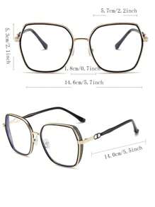 Shein - 1 Pair Women Metal Frame Plain Glasses