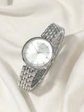 Shein - 1Pc Fashionable Simple And Classic Ladies' Quartz Watch Bracelet For Daily Life - Silver