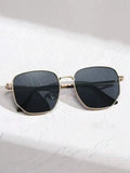 Shein - Geometric Black Metal Frame Fashion Glasses Shades Beach Accessories