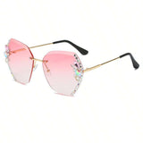 Shein - 1pc Fashion Rhinestone Sunglasses