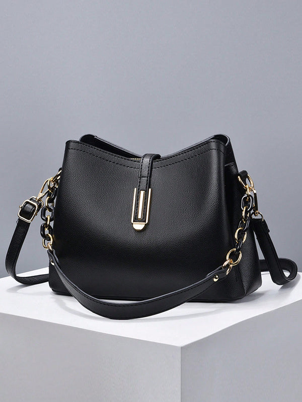 Shein - Planee Women Solid Color Handbag, Women Chain Crossbody Bag, Anti-Theft Shoulder Bag