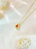 Shein Exclusive - One Beautiful Hollow Out Teardrop Ruby Vintage Party Accessory Pearl S925 Sterling Silver Necklace For Women