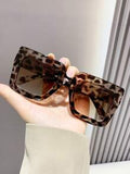 Shein - Retro Square Oversized Thick Frame Plastic Sunglasses Unisex Fashion Classic Sunshade