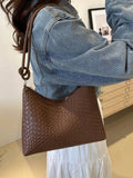 Shein - New Fashion Woven Tote Bag Retro Shoulder Bag